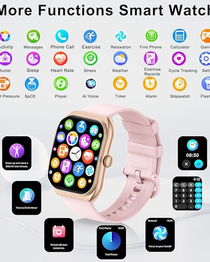 Smart Watch for iOS and Android Phones,2025 HD 2.01" Screen Smart Watches for Women,1ATM Waterproof,112+ Sports Modes Fitness Activity Tracker,Heart Rate Sleep Monitor Steps Calories Counter