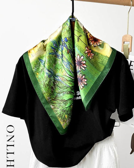 100% Mulberry Silk Scarf for Women Hair Lightweight Square Neckerchief Wrap For Head Scarves 21"