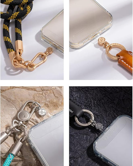 project-cb Phone Tether Tab 2 Pack,Universal Phone Lanyard Patch without Adhesive,Phone Strap Replacement Part for Cell Phone (Clear-Gold)