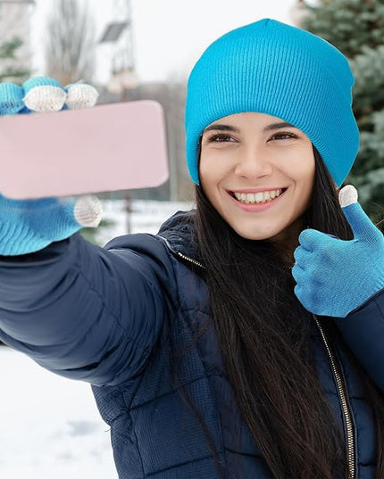 48 Pcs Bulk Winter Knit Beanies Gloves Men Women Warm Beanie Touchscreen Gloves Set Cozy Winter Accessories