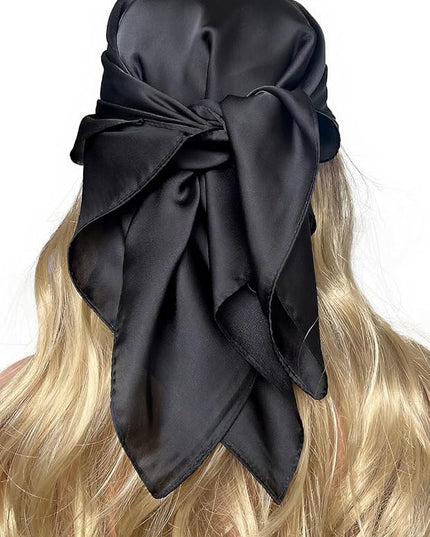 CHUNG Women's Square Satin Scarf 27.5" Bandanas Solid 50s Retro Neck Scarves Emulation Silk Handbag Hair Ribbons Necktie
