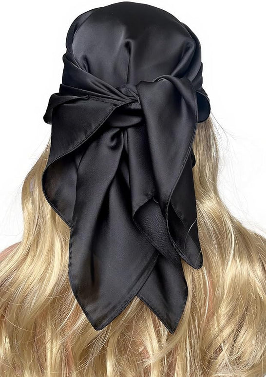 CHUNG Women's Square Satin Scarf 27.5" Bandanas Solid 50s Retro Neck Scarves Emulation Silk Handbag Hair Ribbons Necktie