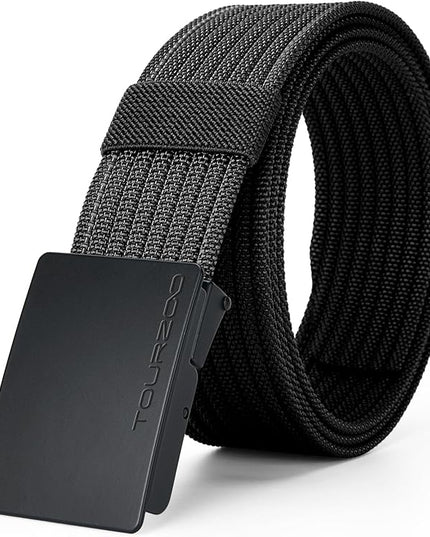 Nylon Military Tactical Belts for Men 1.5" No Holes Adjustable Webbing Canvas Belt for Hiking, Casual & Outdoor