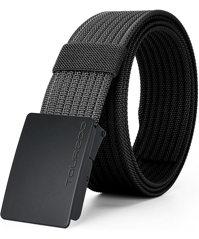 Nylon Military Tactical Belts for Men 1.5" No Holes Adjustable Webbing Canvas Belt for Hiking, Casual & Outdoor
