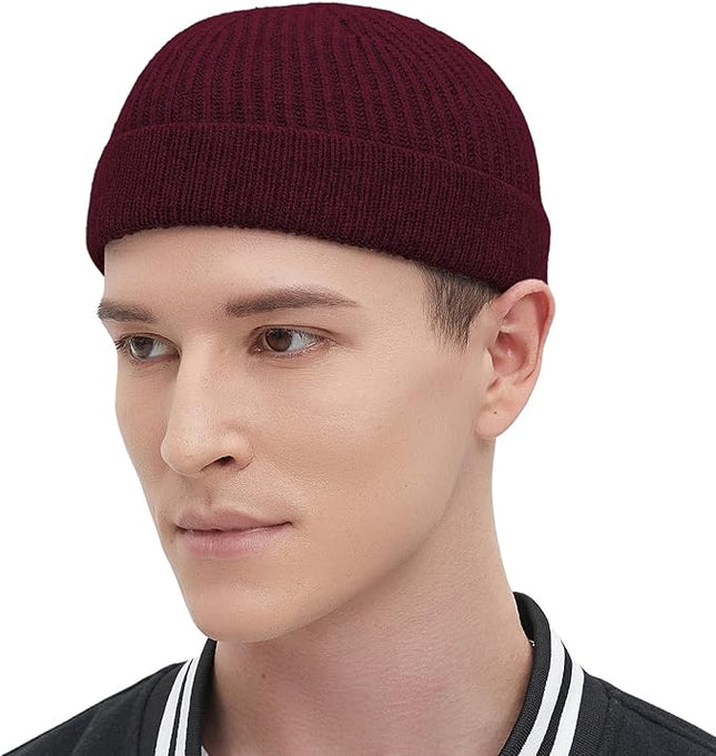 Fisherman Beanie Hats for Men Women,Wool Knit Trawler Skull Cap,Watch Cap,Spring Fall Winter Warm Short Hats