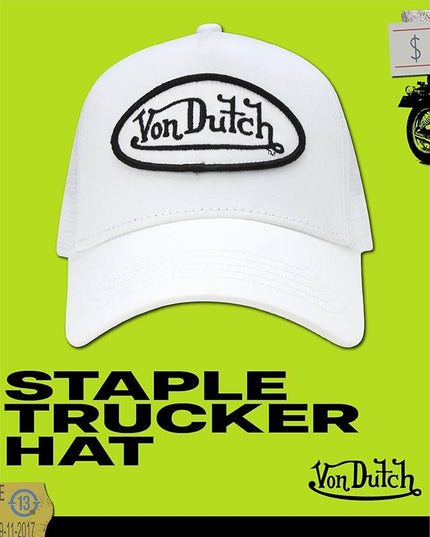 Von Dutch Unisex Trucker Hat - Curved Bill Mesh Back Retro Classic Adjustable Snapback Baseball Cap for Men and Women