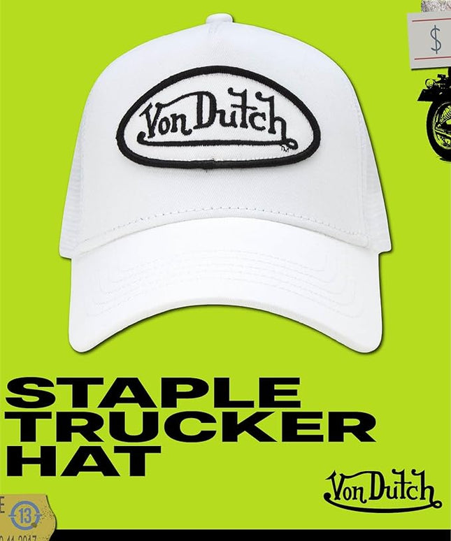 Von Dutch Unisex Trucker Hat - Curved Bill Mesh Back Retro Classic Adjustable Snapback Baseball Cap for Men and Women