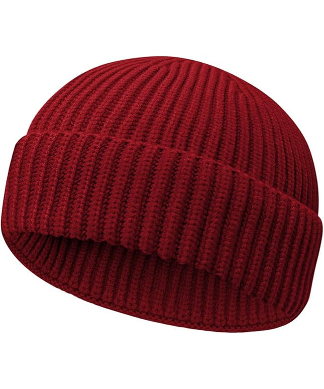 Wool Fisherman Beanies for Men Women Short Cuff Knit Beanie Winter Warm Hats Trawler Hat Stylish Watch Cap