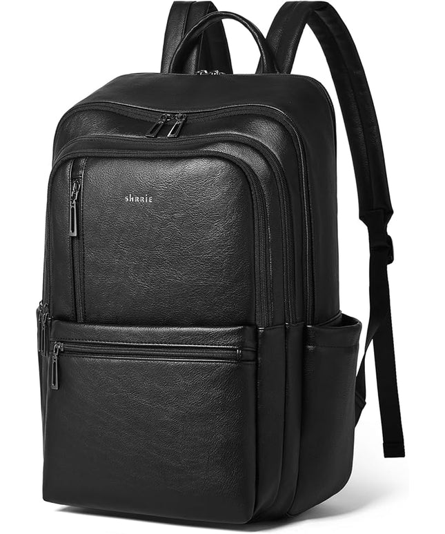 Shrrie Leather Laptop Backpack for Women, 17 inch Large Travel Laptop Backpack Purse for Casual Daypack College Work Bag