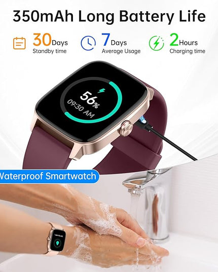 Smart Watches for Women Men with Bluetooth Call & AI Voice, 1.85" HD Fitness Tracker with Heart Rate SpO2 Sleep Monitor, 100+ Sports Modes,Mini Games, IP68 Waterproof Smartwatch for Android iOS Phones