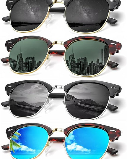 KALIYADI Sunglasses Men Polarized Sunglasses for Men Women Unisex Semi-Rimless Frame Retro Driving Sun Glasses UV Blocking