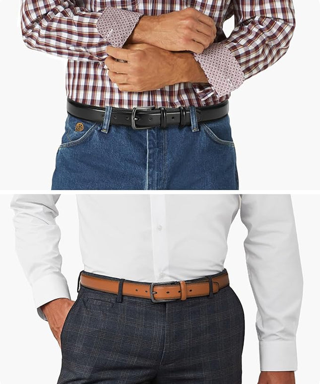 CHAOREN Leather Dress Belt Men 2 Pack - 1 3/8" Mens Belts for Work Business Casual Jeans