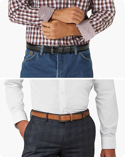 CHAOREN Leather Dress Belt Men 2 Pack - 1 3/8" Mens Belts for Work Business Casual Jeans