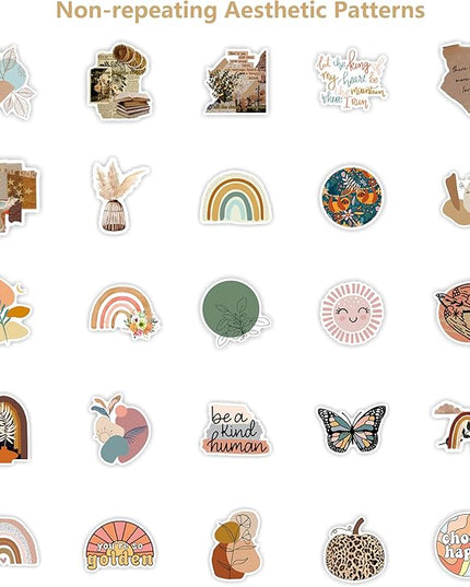 Vintage Aesthetic Stickers 50 Pcs, Vinyl Waterproof Stickers for Water Bottles Laptop Phone Computer Guitar (1)