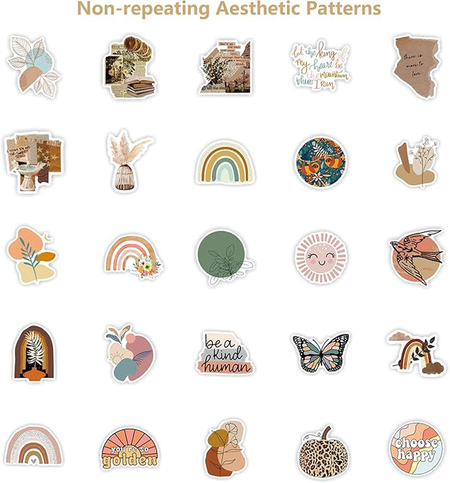 Vintage Aesthetic Stickers 50 Pcs, Vinyl Waterproof Stickers for Water Bottles Laptop Phone Computer Guitar (1)