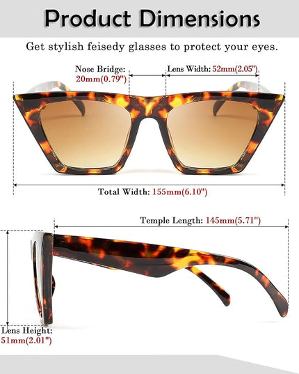 FEISEDY Vintage Square Cat Eye Sunglasses Women Trendy Cateye Sunglasses B2473