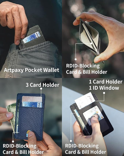 Artpaxy Slim Wallet for Men & Women, Minimalist Front Pocket Card Holder for Travel, RFID Blocking, Water Resistant Nylon Wallet for ID & Cash & Credit Card