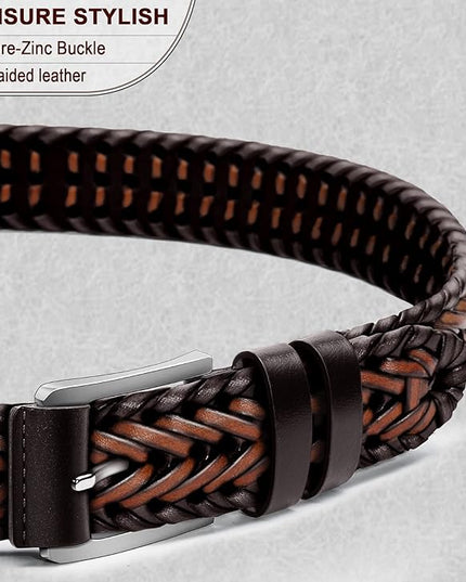 BULLIANT Mens Belts,Leather Woven Braided Belts for Gift Men Casual Jeans Golf