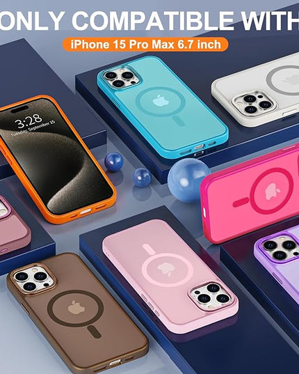 Hython Case for iPhone 15 Pro Max Case Magnetic Translucent Matte Phone Cases 6.7" [Compatible with MagSafe] Thin Slim Fit Shockproof Bumper Hard Protective Cover for Women Men Girls, Light Purple
