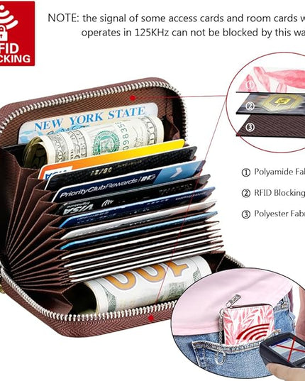 FurArt Zipper Wallet Women, RFID Blocking Credit Card Wallet, Business Card Holder, Compact Size KeyChain Wallet