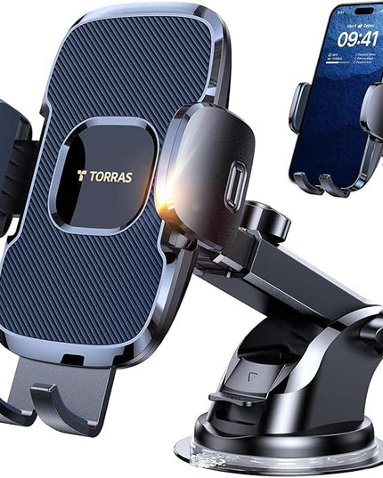TORRAS 2026【Strongest Suction & Ultra-Durable】 Phone Holders for Your Car,【Patent & Safety Certs】 Car Phone Holder Mount Truck Stand for Dashboard Windshield Vent for iPhone 17 16 15 14 13, Navy Blue