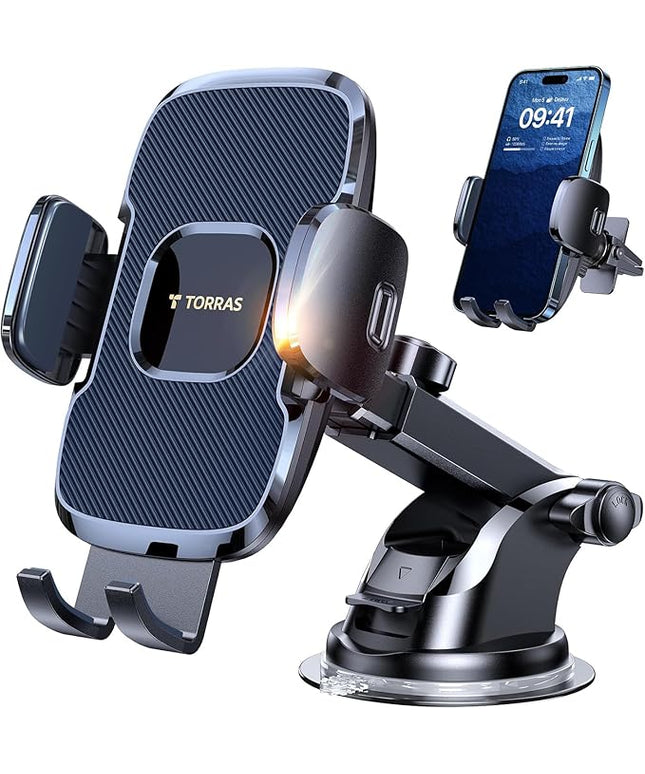 TORRAS 2026【Strongest Suction & Ultra-Durable】 Phone Holders for Your Car,【Patent & Safety Certs】 Car Phone Holder Mount Truck Stand for Dashboard Windshield Vent for iPhone 17 16 15 14 13, Navy Blue