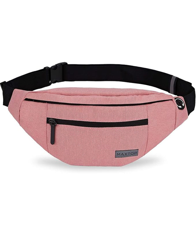 MAXTOP Large Crossbody Fanny Pack with 4-Zipper Pockets,Gifts for Enjoy Sports Festival Workout Traveling Running Casual Hands-Free Wallets Waist Pack Phone Bag Carrying All Phones