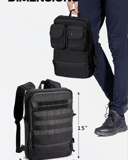 Cargo Works® 15" Black Tactical Laptop Backpack For Men, EDC Backpack with MOLLE Attachements, Survival Tactical Backpack for 1 Day