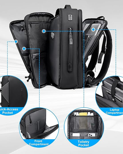 FENRUIEN Vacuum Travel Backpack with Digital Scale Handle, Expandable 60L Air Compression System with Pump, Airline Approved Carry-On Fits 17.3" Laptop