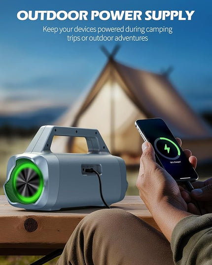 Speakers Bluetooth Wireless, 80W Peak Loud Outdoor Speaker with Bass, 20H Playtime, IPX6 Waterproof, TWS，BT5.3, Portable for Camping Hiking Boating Pool Beach, Smoky Blue