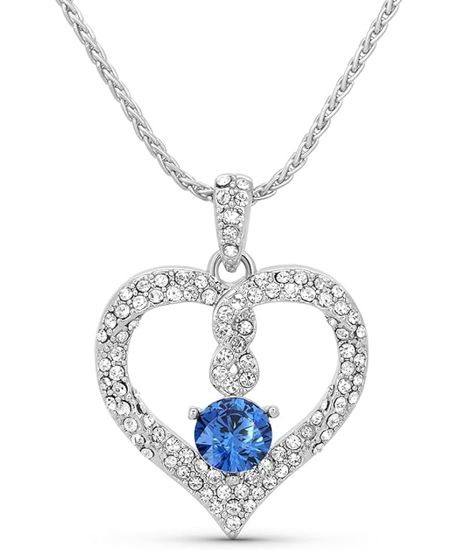 TRYNDI Birthstone Necklace for Women - Infinity 12 Months Birthstone Necklace, Christmas Gifts for Wife, Daughter, Girlfriend, Mom - Mother’s Day, Valentine’s, Anniversary, Birthday Gift for Her