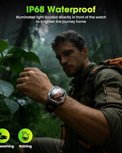 Smart Watches for Men, 2.01" HD Military Smart Watch with 1000mAh High-Capacity Battery/Led Flashlight/Answer/Make Call/Heart Rate/Sleep Monitor/Step Tracker, Fitness Tracker for Android/iPhone