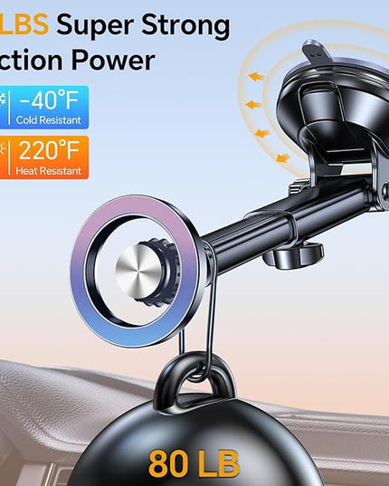 Coolpow for MagSafe Car Mount【Windshield+Vent+Dash】Magnetic Phone Holder for Car Phone Holder Mount Cell Phone Holders for Your Car Accessories Suction Phone Mount for Car Truck Stand for iPhone 17 16