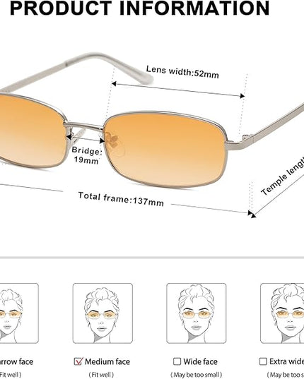 SOJOS Small Trendy Rectangle Sunglasses Womens Mens, Retro 80s 90s Y2k Chic Narrow Thin Skinny Sunnies SJ1187
