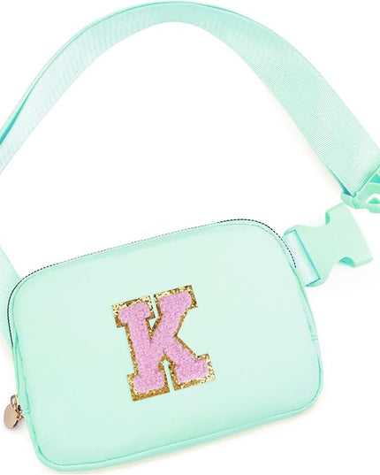 Uygafly Belt Bag Fanny Pack Crossbody Bags with Initials Letter Patch Cute Stuff Birthday Gifts for Teenager Girls Trendy Stuff for Teens | Light Green,K