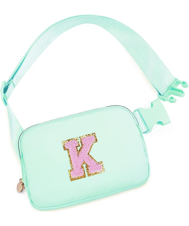 Uygafly Belt Bag Fanny Pack Crossbody Bags with Initials Letter Patch Cute Stuff Birthday Gifts for Teenager Girls Trendy Stuff for Teens | Light Green,K