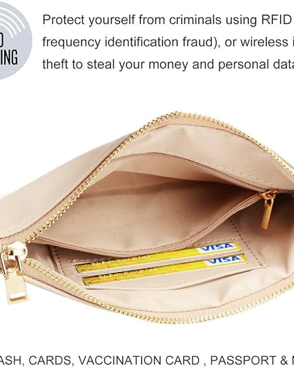 COOLANS Silicone Bracelet Wristlet Wallet Credit Card Holder RFID,ID Window,Key Ring Tassel,Slim Wallet Women Keychain Purse