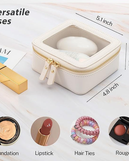 Aveniee Clear Makeup Bag Small, Mini Travel Toiletry Bag Cosmetic Bags Organizer, TSA Approved Clear Makeup Case Pouch with Zipper, Car Essentials for Women Men(Mini-White)