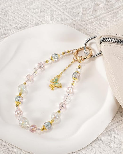 Phone Charm for Women, Anti-Theft Phone Wrist Strap Hands-Free & Beaded Chain,Tether Tab