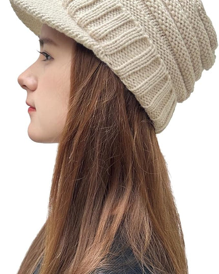 XYIYI Beanie Tail Winter Warm Knit Messy High Bun Ponytail Hats Visor Beanie Cap