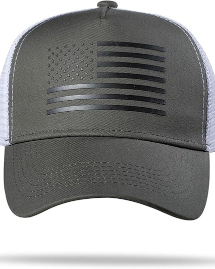 American Flag Trucker Hat - Snapback Hat, Baseball Cap for Men Women - Breathable Mesh Side, Adjustable Fit - for Casual Wear