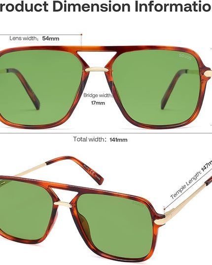SOJOS Sunglasses for Women & Men, Square, Retro, Polarized Lens, Trendy Aviator, 90s Shades