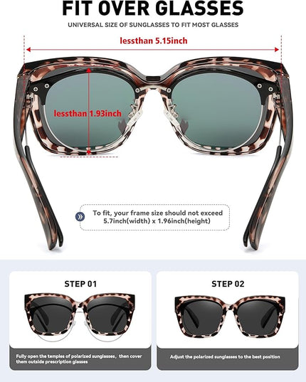 MEETSUN Oversized Fit Over Glasses Sunglasses for Women Men Large Trendy Polarized Sunglasses for Driving UV Protection