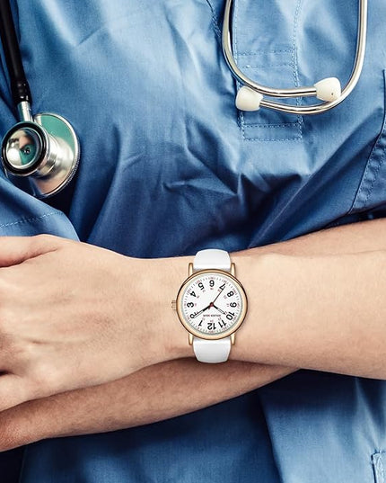 GOLDEN HOUR Waterproof Nurse Watch for Medical Professionals, Students Women Men - Military Time Luminouse Easy Read Dial, 24 Hour with Second Hand, Colorful Silicone Band