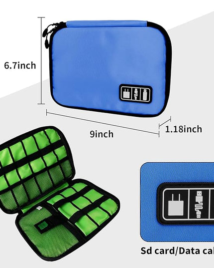 Electronics Organizer Travel Case,Electronic Accessories Storage Bag,Portable Waterproof Cable Organizer Bag,Travel Cord Organizer Bags for Small Charging Cord Storage,SD Card-Royal Blue