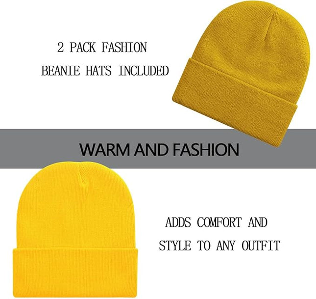 ZOORON 1&2 Pack Beanie for Men Women Slouchy Beanie Hats Winter Knit Caps Soft Ski Hat Unisex