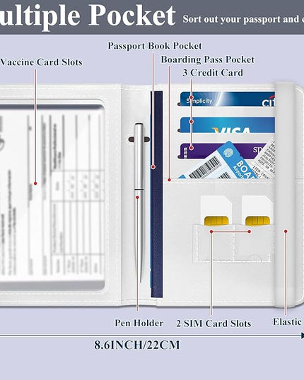 Passport Holder for Travel Essentials, RFID Premium Leather Passport Wallet Cover Case for Travel Must Haves Accessories, Passport Book Holders for Women Men Luxury Gold Marble