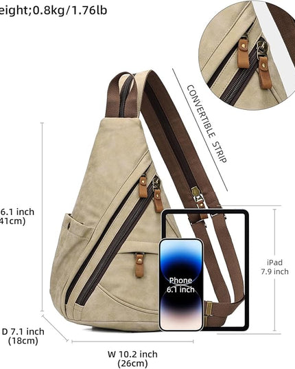 KL928 PU Leather Sling Bag - Small Crossbody Backpack Shoulder Casual Daypack Rucksack for Men Women
