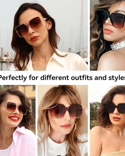 Dollger Oversized Square Sunglasses for Women Big Large Wide Fashion Shades for Men UV Protection Unisex