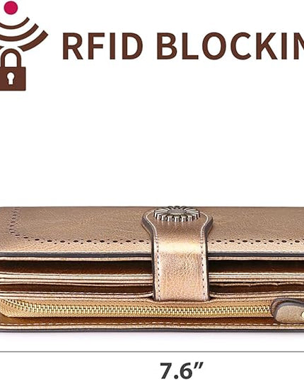 SENDEFN Wallets for Women Leather Credit Card Holder with RFID Blocking Large Capacity Wristlet | with RFID Blocking, Large Capacity, Wristlet, with RFID Blocking, Large Capacity, Wristlet